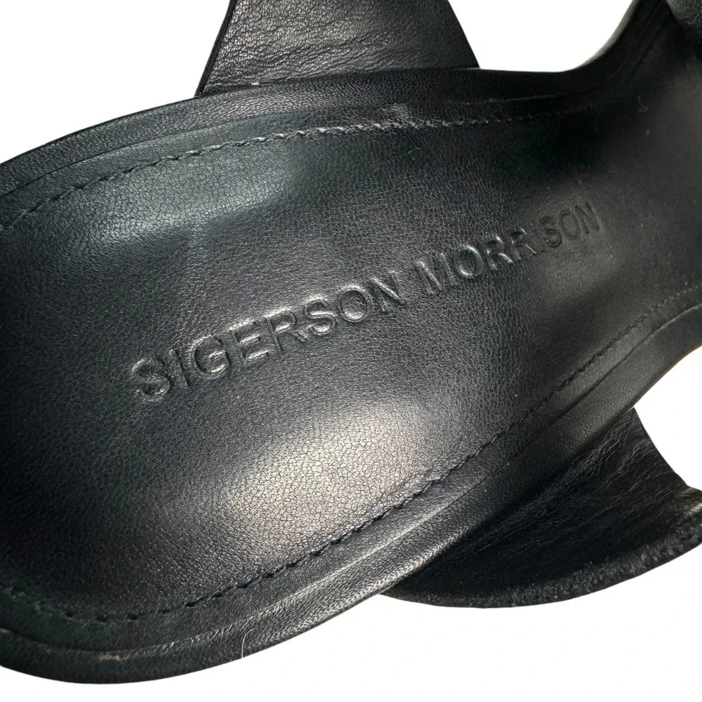 Sigerson Morrison Women's Black Leather Cork Wedge‎ Espadrille T Strap Sandals 9